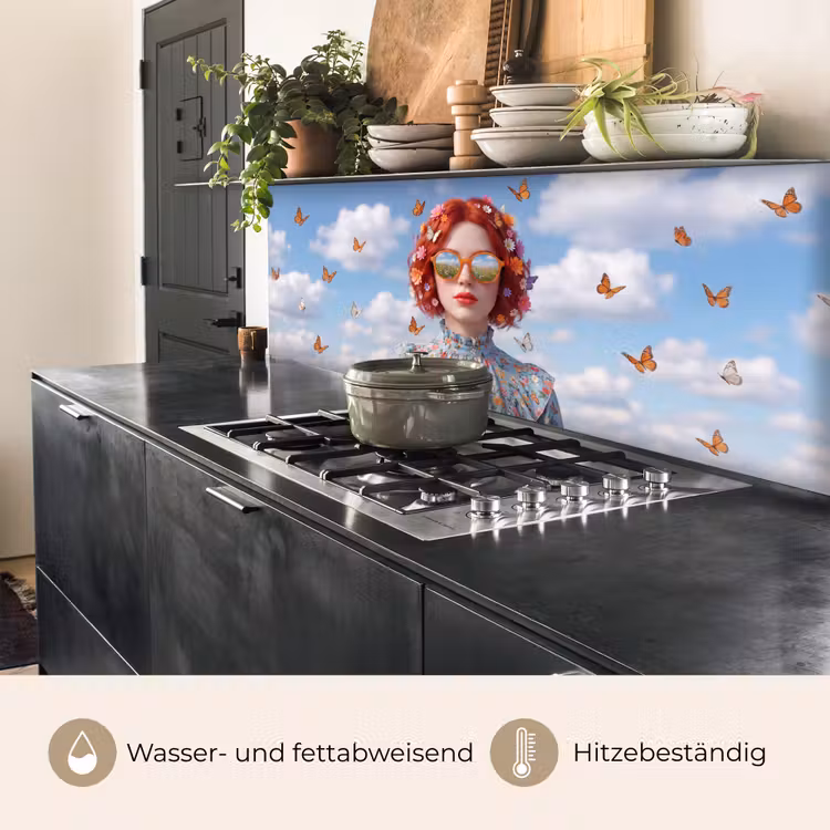 Vrouw - Bloemen - Zomer - Portret - Kleurrijk keuken achterwand 2 middel -usp_DE