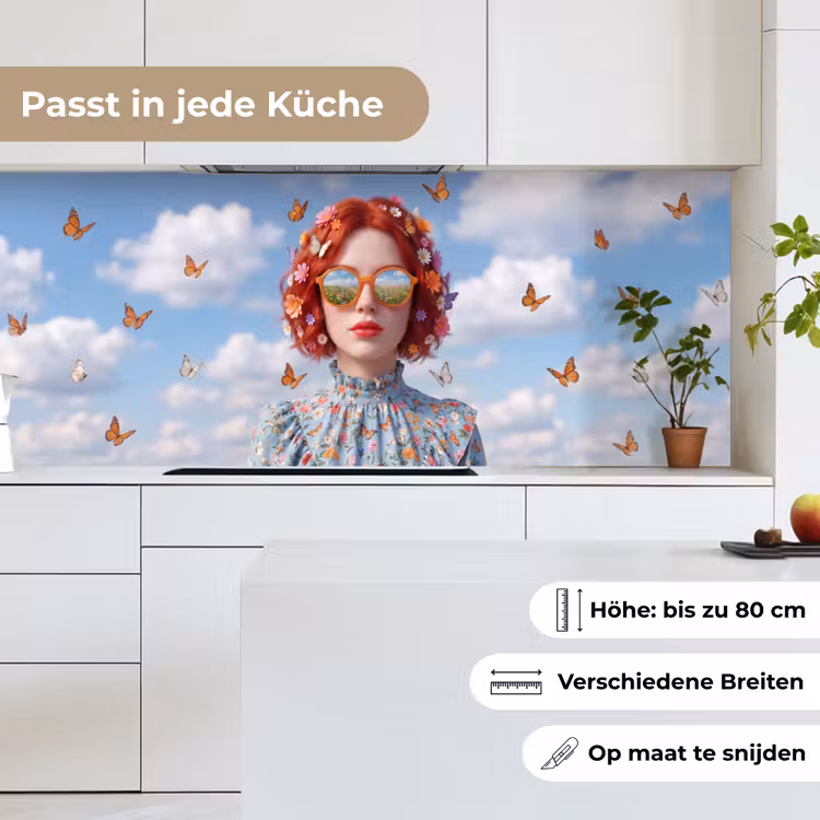 Vrouw - Bloemen - Zomer - Portret - Kleurrijk keuken achterwand 2 middel -sfeer4_DE