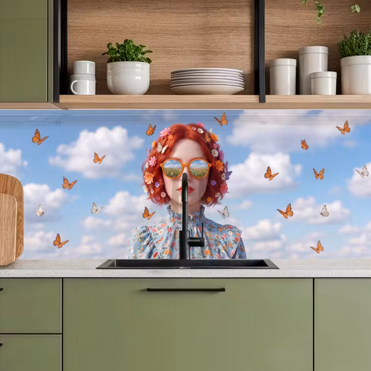 Vrouw - Bloemen - Zomer - Portret - Kleurrijk keuken achterwand 2 middel -sfeer3