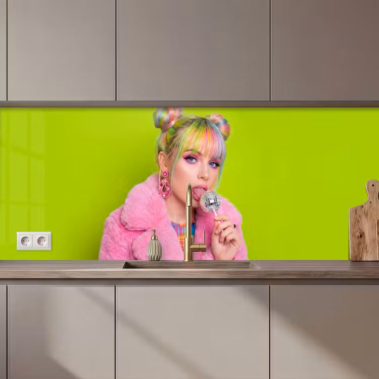 Vrouw - Kleurrijk haar - Pop art - Modern - Levendig keuken achterwand 2 middel zz_3dshopping