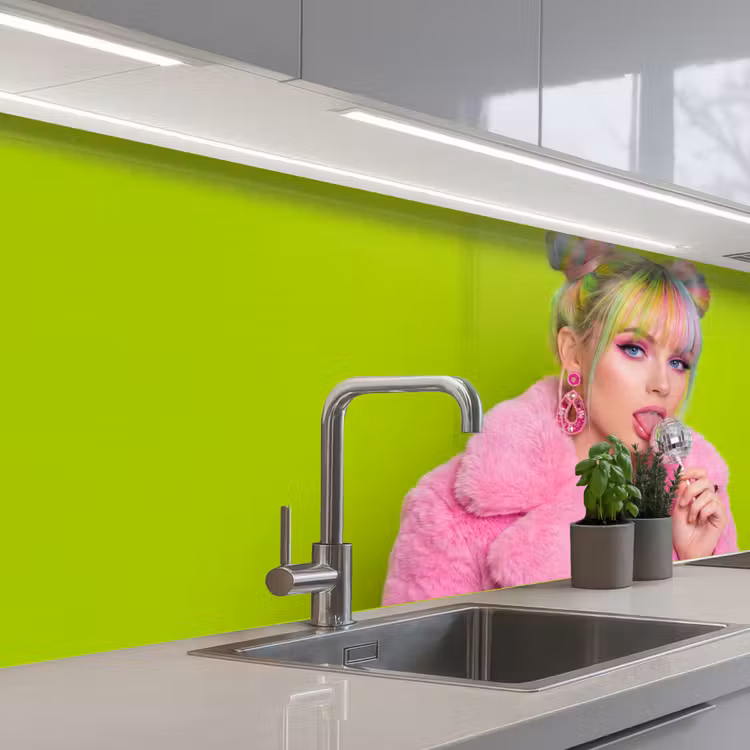 Vrouw - Kleurrijk haar - Pop art - Modern - Levendig keuken achterwand 2 middel -3d_schuin