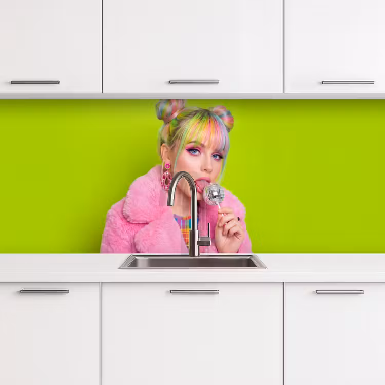 Vrouw - Kleurrijk haar - Pop art - Modern - Levendig keuken achterwand 2 middel -3d