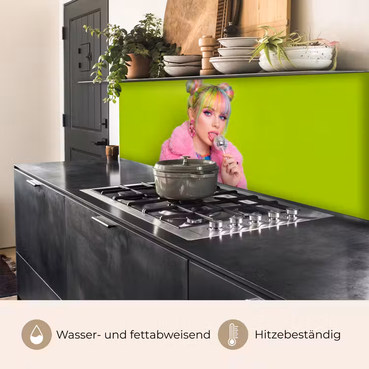 Vrouw - Kleurrijk haar - Pop art - Modern - Levendig keuken achterwand 2 middel -usp_DE
