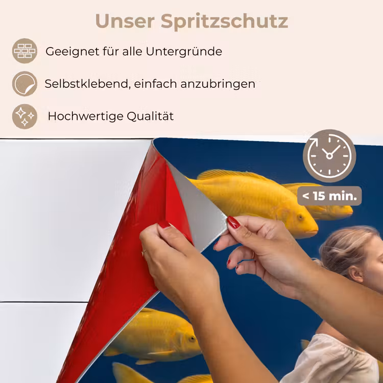 Vrouw - Vis - Water - Natuur - Geel keuken achterwand spatscherm klein -spatscherm_DE