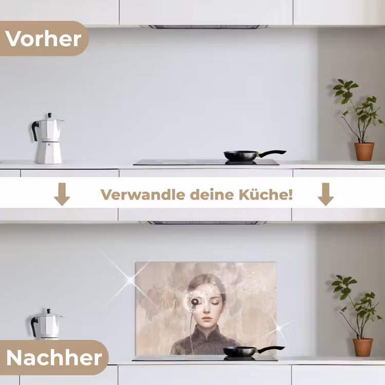 Vrouw - Sereen - Grijs keuken achterwand spatscherm klein -voor_na_DE
