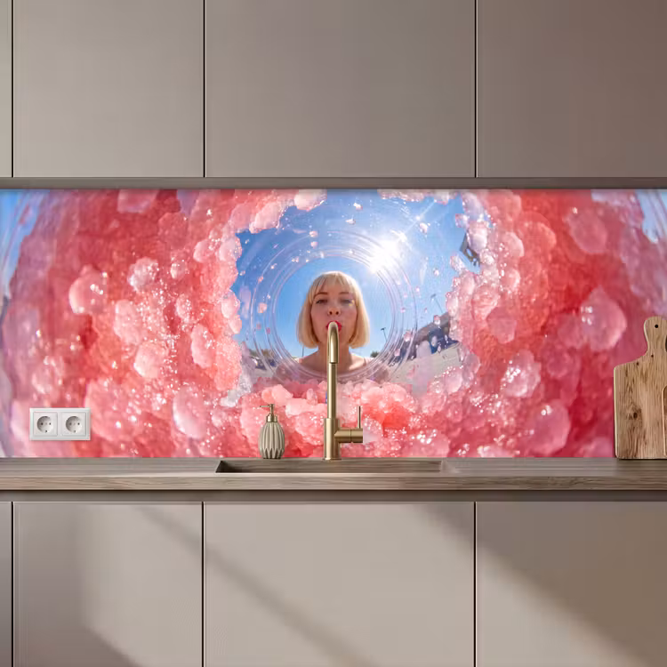 Vrouw - Drank - Zomer - Roze - Blauw keuken achterwand 2 middel zz_3dshopping
