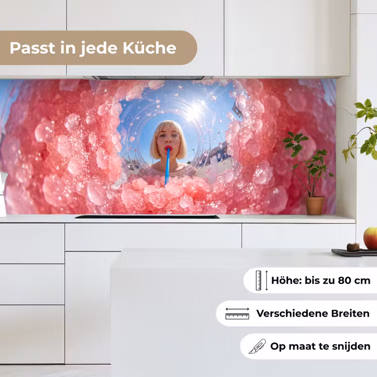 Vrouw - Drank - Zomer - Roze - Blauw keuken achterwand 2 middel -sfeer4_DE
