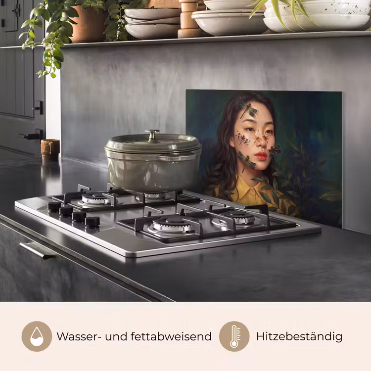 Vrouw - Insecten - Natuur - Portret - Groen keuken achterwand spatscherm klein -usp_DE