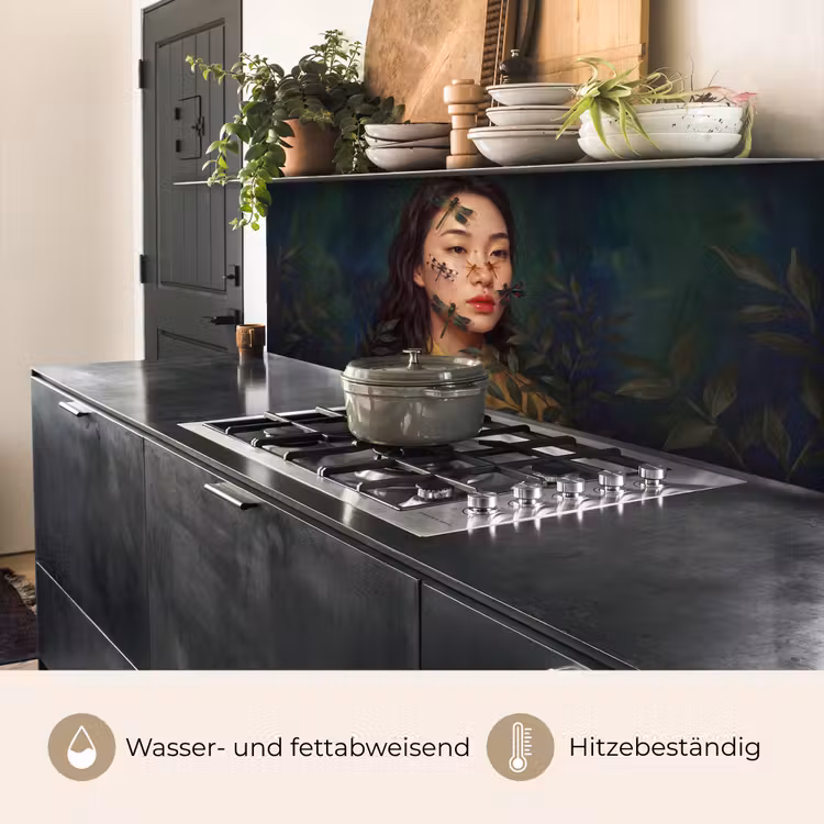 Vrouw - Insecten - Natuur - Portret - Groen keuken achterwand 2 middel -usp_DE