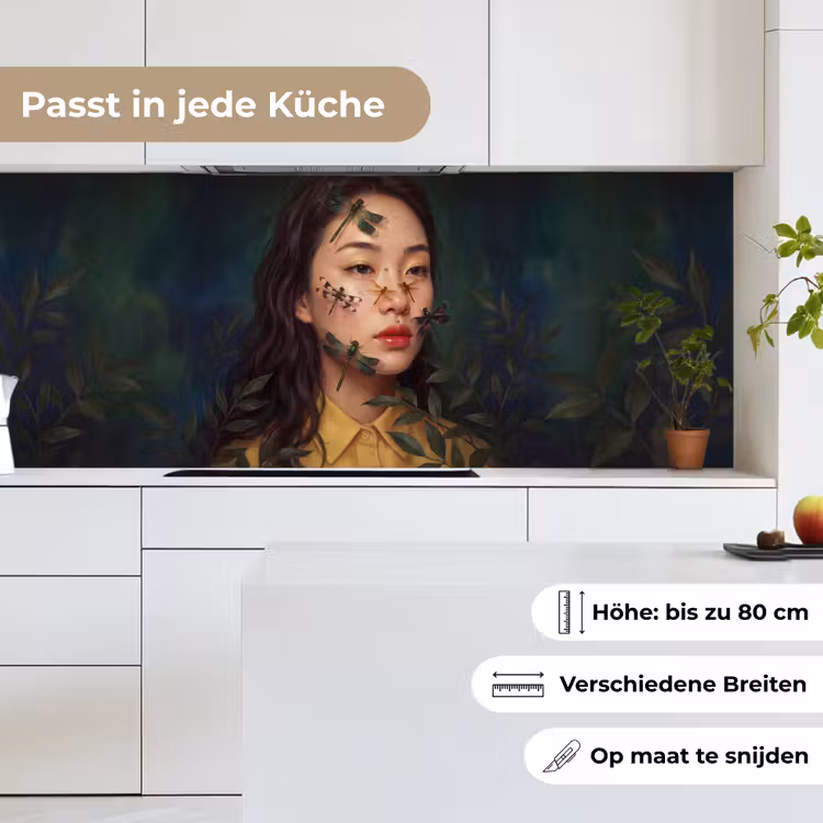 Vrouw - Insecten - Natuur - Portret - Groen keuken achterwand 2 middel -sfeer4_DE