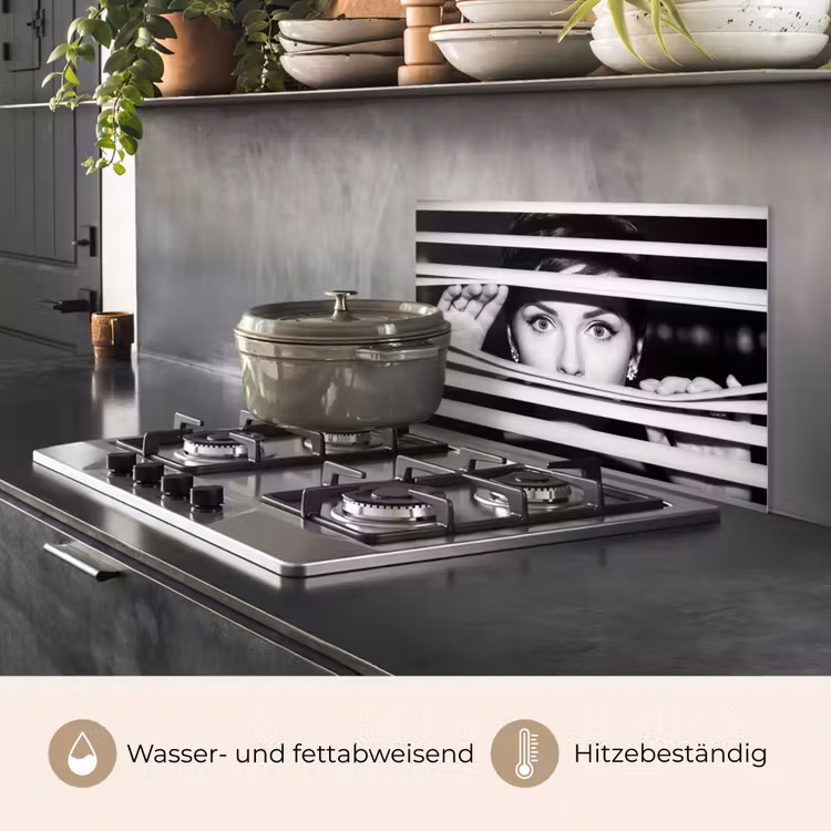 Vrouw - Jaloezieën - Portret - Zwart-wit keuken achterwand spatscherm klein -usp_DE