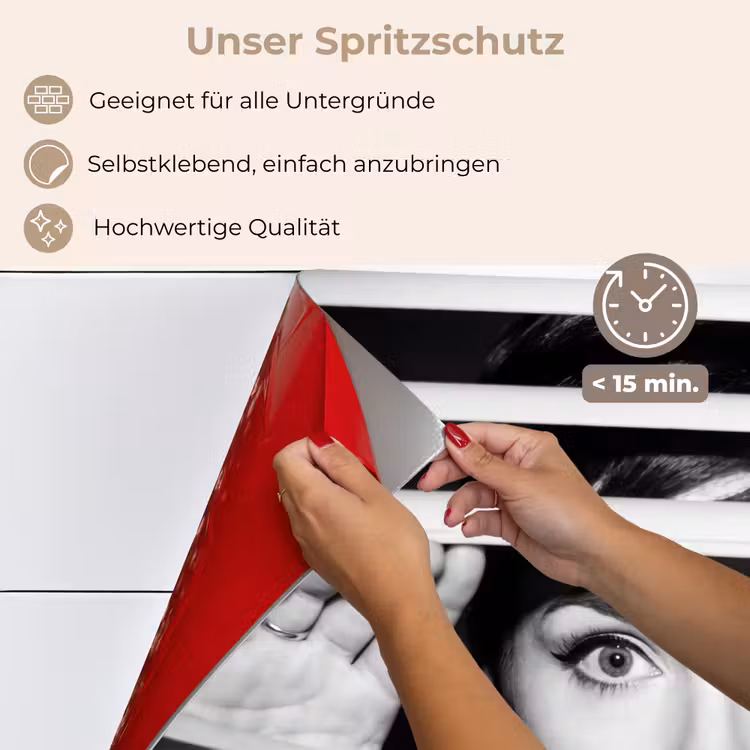 Vrouw - Jaloezieën - Portret - Zwart-wit keuken achterwand spatscherm klein -spatscherm_DE