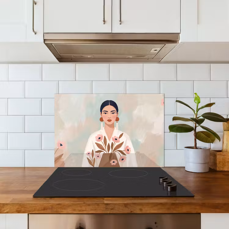 Vrouw - Kimono - Pastel keuken achterwand spatscherm klein -sfeer2