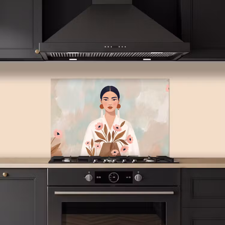 Vrouw - Kimono - Pastel keuken achterwand spatscherm klein -sfeer1