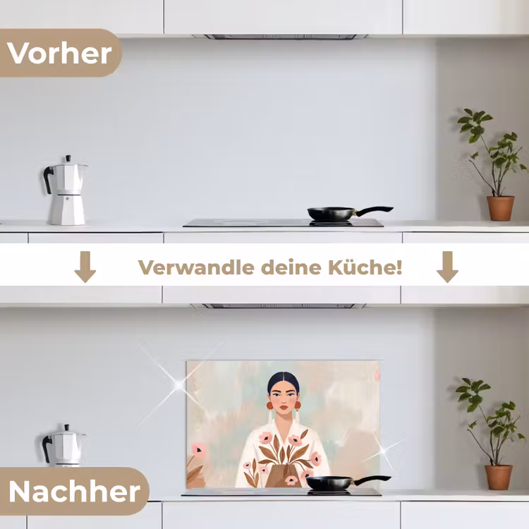 Vrouw - Kimono - Pastel keuken achterwand spatscherm klein -voor_na_DE
