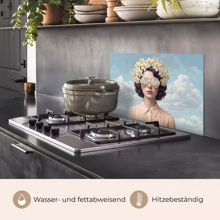 Vrouw - Narcissen - Geel keuken achterwand spatscherm klein -usp_DE