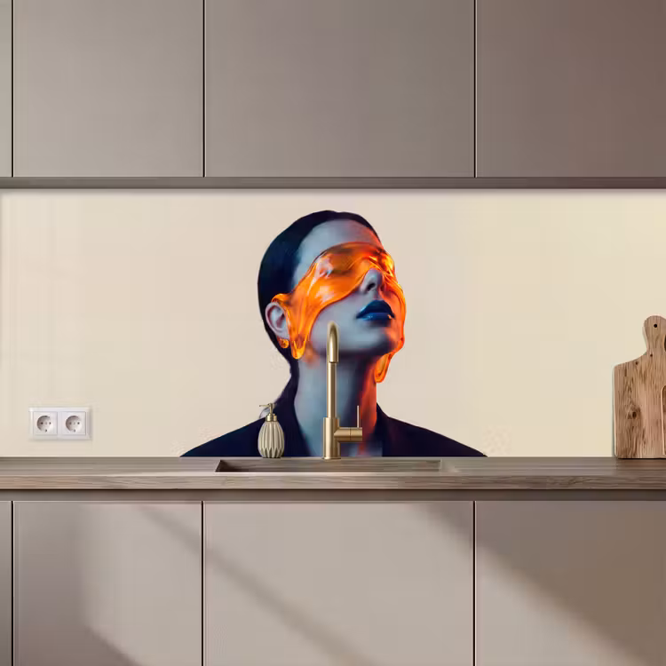 Vrouw - Oranje - Abstract - Modern - Kleurrijk keuken achterwand 2 middel zz_3dshopping