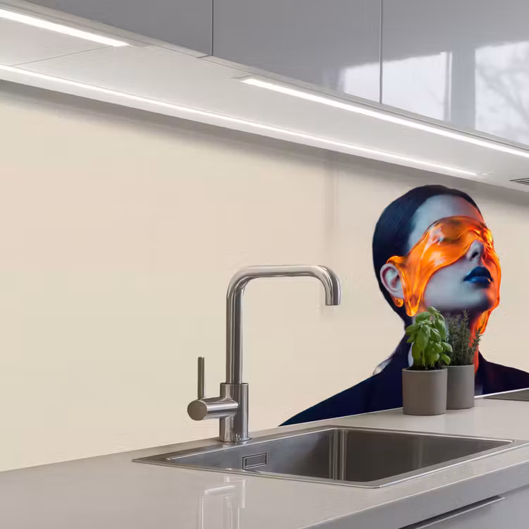 Vrouw - Oranje - Abstract - Modern - Kleurrijk keuken achterwand 2 middel -3d_schuin
