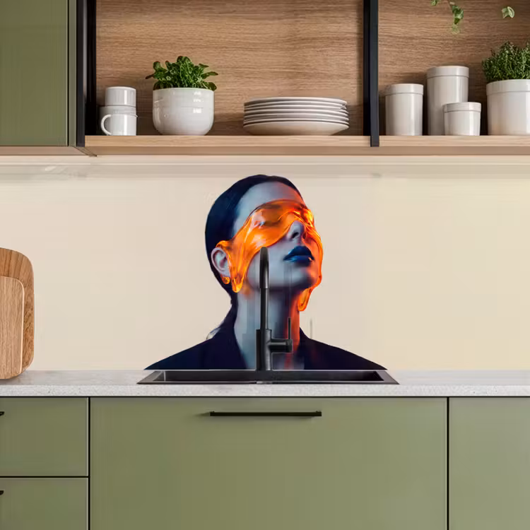 Vrouw - Oranje - Abstract - Modern - Kleurrijk keuken achterwand 2 middel -sfeer3