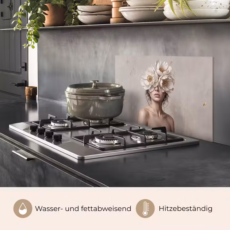 Vrouw - Pioenroos - Wit keuken achterwand spatscherm klein -usp_DE