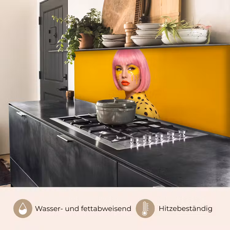 Vrouw - Portret - Abstract - Kleurrijk - Geel keuken achterwand 2 middel -usp_DE