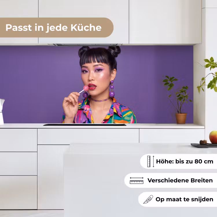 Vrouw - Portret - Make-up - Paars - Levendig keuken achterwand 2 middel -sfeer4_DE
