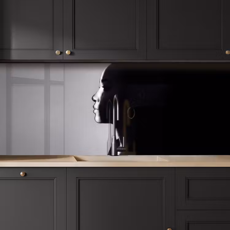 Vrouw - Profiel - Mensen - Zwart-wit keuken achterwand 2 middel -sfeer1