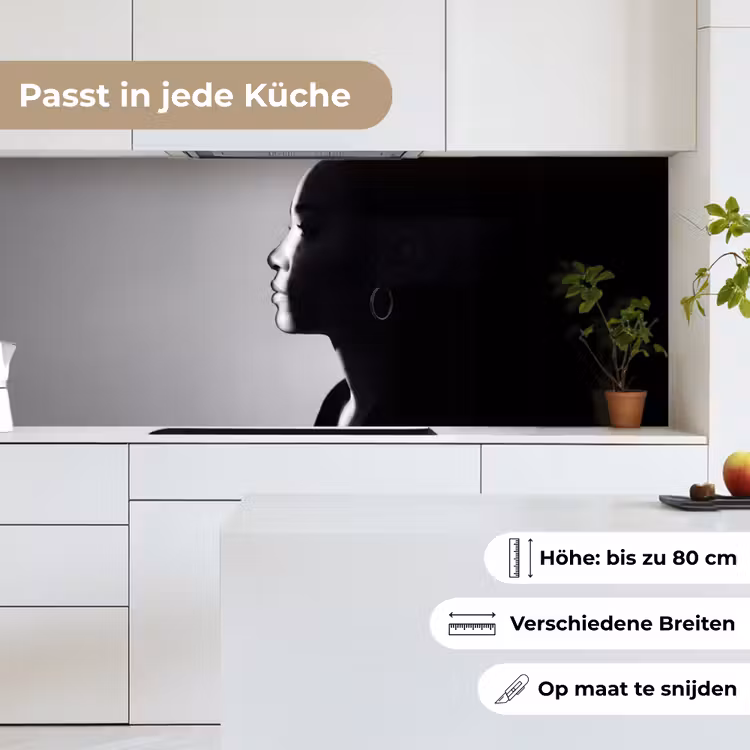 Vrouw - Profiel - Mensen - Zwart-wit keuken achterwand 2 middel -sfeer4_DE