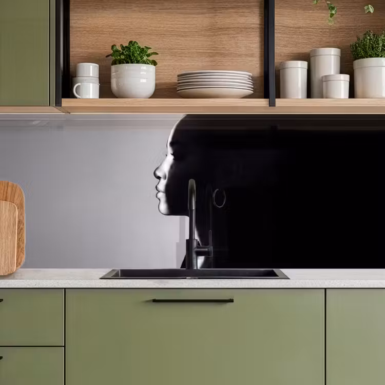 Vrouw - Profiel - Mensen - Zwart-wit keuken achterwand 2 middel -sfeer3