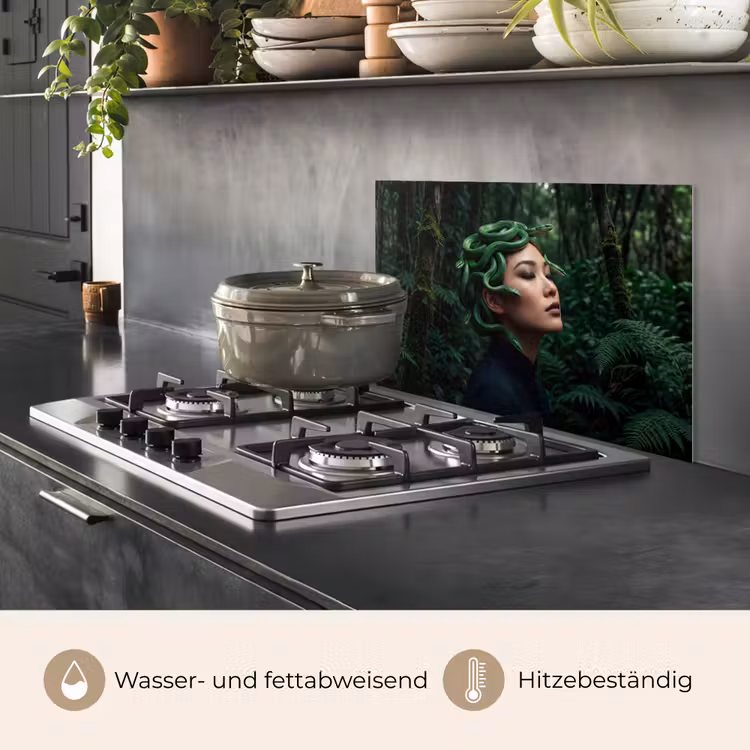 Vrouw - Slang - Natuur - Mystiek - Groen keuken achterwand spatscherm klein -usp_DE