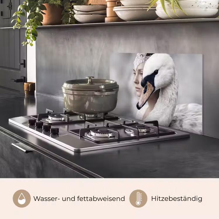 Vrouw - Zwaan - Wit keuken achterwand spatscherm klein -usp_DE