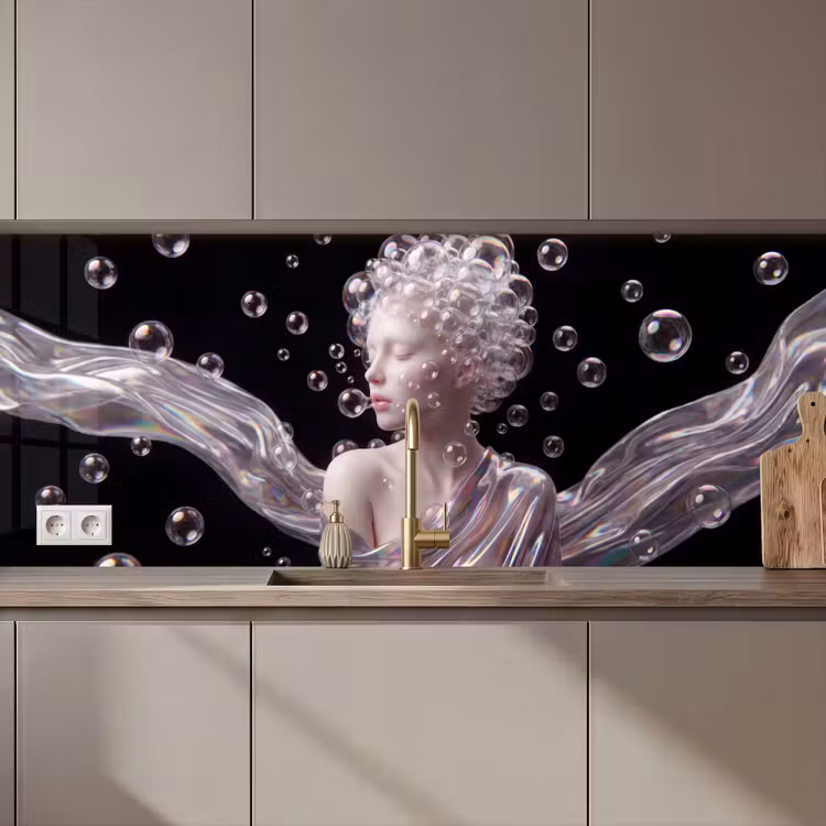 Vrouw - Bellen - Abstract - Kleurrijk keuken achterwand 2 middel zz_3dshopping