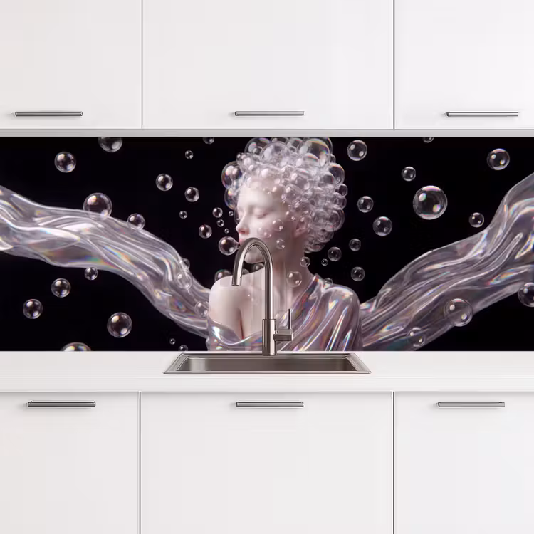 Vrouw - Bellen - Abstract - Kleurrijk keuken achterwand 2 middel -3d