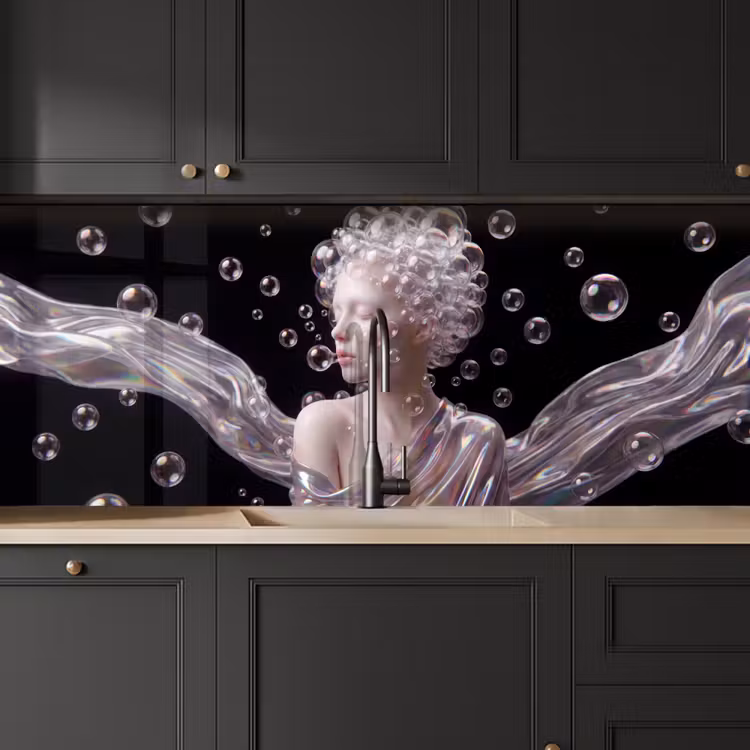 Vrouw - Bellen - Abstract - Kleurrijk keuken achterwand 2 middel -sfeer1