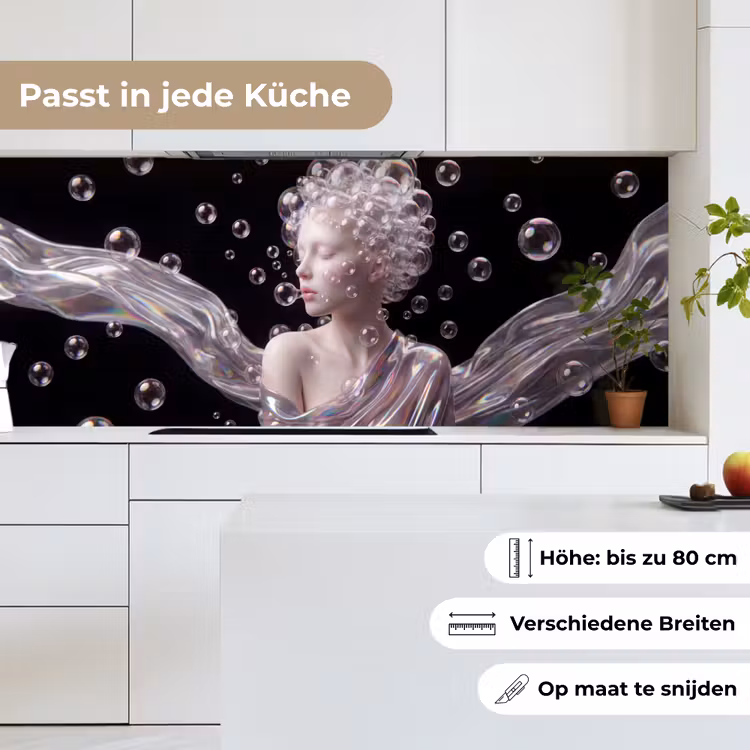 Vrouw - Bellen - Abstract - Kleurrijk keuken achterwand 2 middel -sfeer4_DE