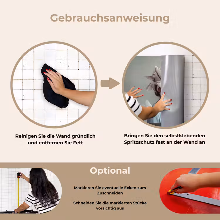 Vrouw - Vogels - Abstract - Modern - Wit keuken achterwand spatscherm klein -gebruiksaanwijzing_DE