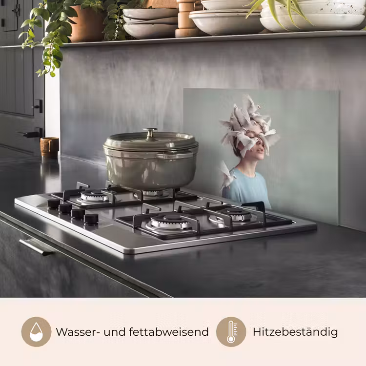 Vrouw - Vogels - Abstract - Modern - Wit keuken achterwand spatscherm klein -usp_DE