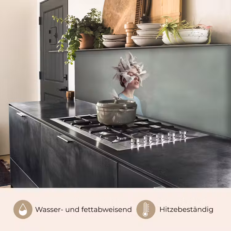 Vrouw - Vogels - Abstract - Modern - Wit keuken achterwand 2 middel -usp_DE