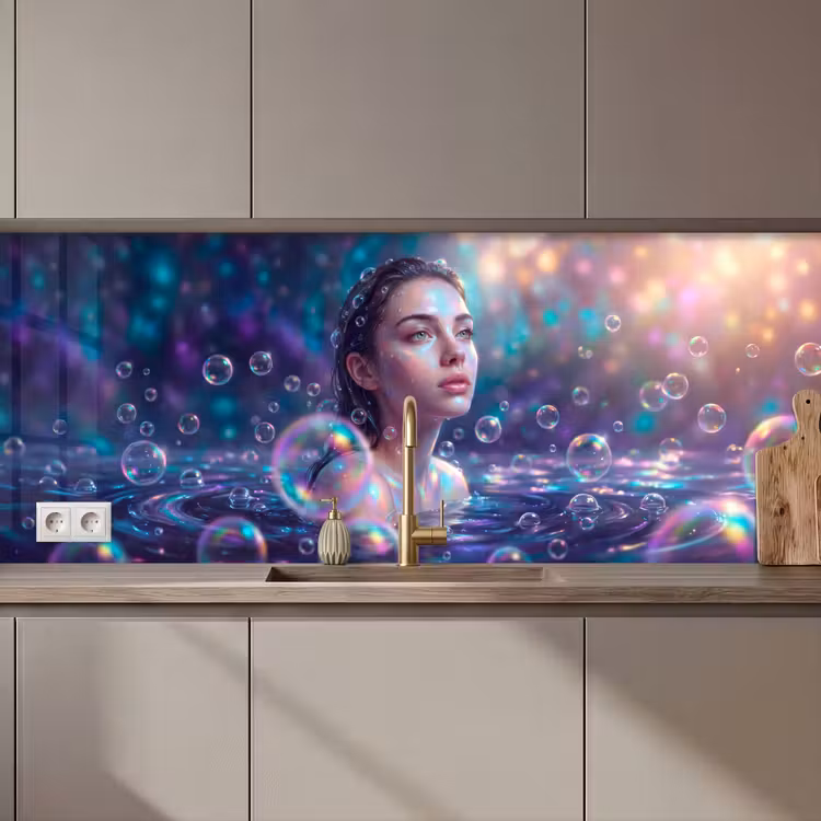 Vrouw - Water - Portret - Kleurrijk - Modern keuken achterwand 2 middel zz_3dshopping
