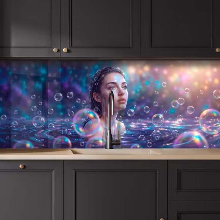 Vrouw - Water - Portret - Kleurrijk - Modern keuken achterwand 2 middel -sfeer1