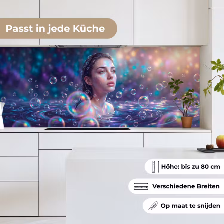 Vrouw - Water - Portret - Kleurrijk - Modern keuken achterwand 2 middel -sfeer4_DE