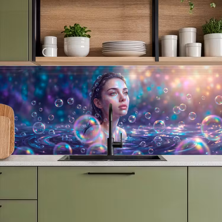 Vrouw - Water - Portret - Kleurrijk - Modern keuken achterwand 2 middel -sfeer3