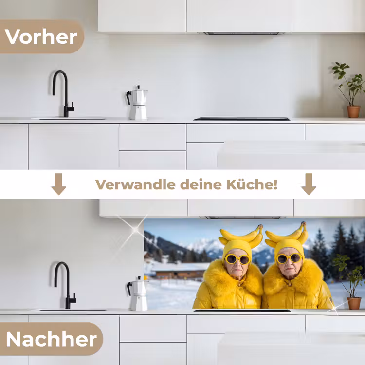 Vrouwen - Bananen - Geel keuken achterwand 2 middel -voor-na_DE