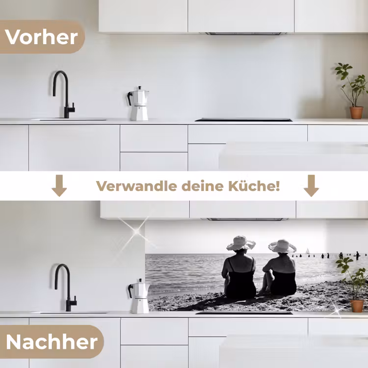 Vrouwen - Zonnehoed - Strand - Zwart - Wit keuken achterwand 2 middel -voor-na_DE