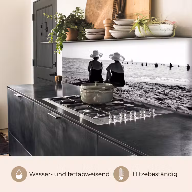 Vrouwen - Zonnehoed - Strand - Zwart - Wit keuken achterwand 2 middel -usp_DE