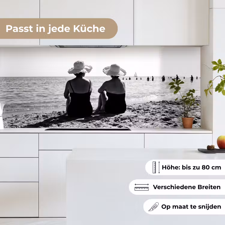 Vrouwen - Zonnehoed - Strand - Zwart - Wit keuken achterwand 2 middel -sfeer4_DE