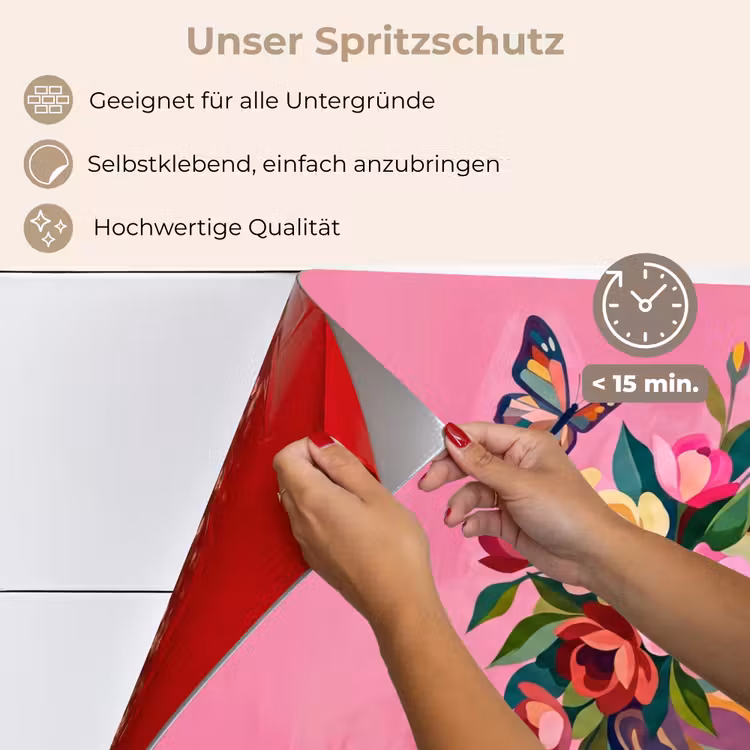 Vrouwengezicht - Vlinders - Kleurrijk keuken achterwand spatscherm klein -spatscherm_DE