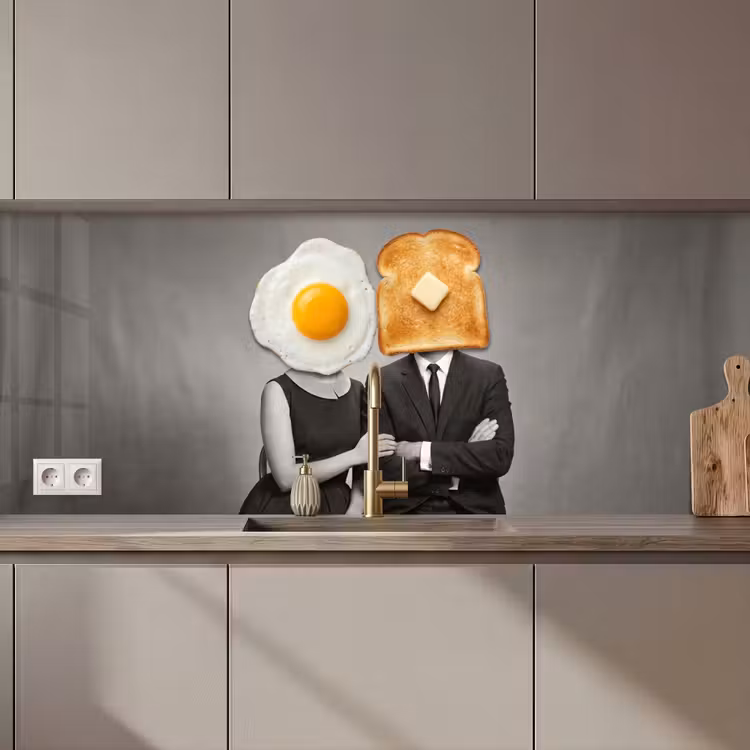 Ontbijt - Koppel - Ei - Brood keuken achterwand 2 middel zz_3dshopping