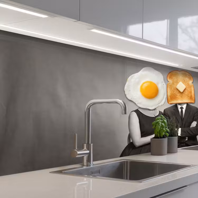 Ontbijt - Koppel - Ei - Brood keuken achterwand 2 middel -3d_schuin