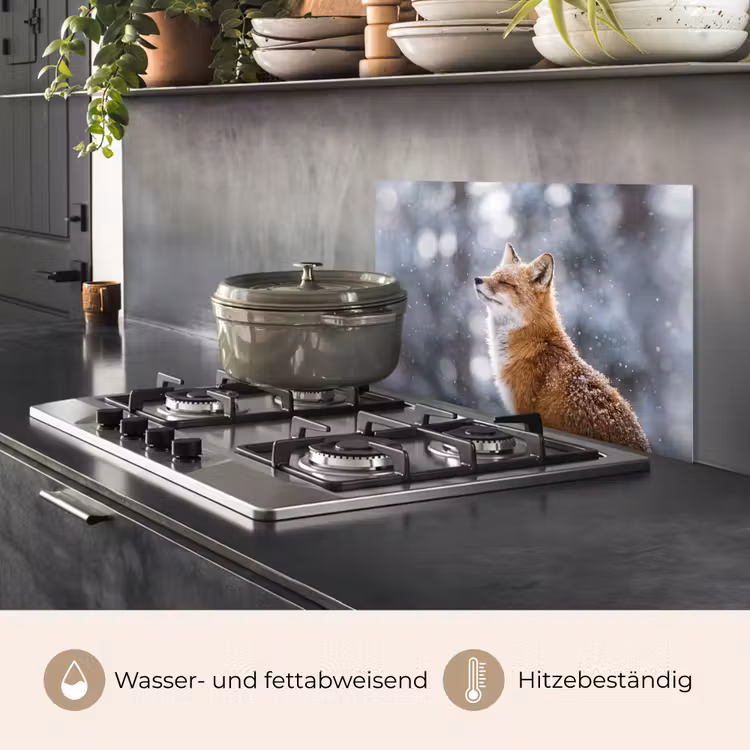 Vos - Sneeuwval - Portret - Winter - Sfeervol keuken achterwand spatscherm klein -usp_DE